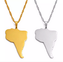 South America Continent Map Pendant Necklace
