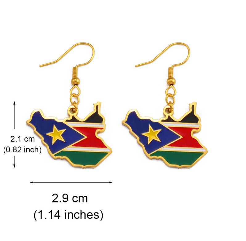 South Sudan map flag Earrings