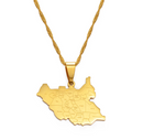 South Sudan Map with Cities Pendant Necklace
