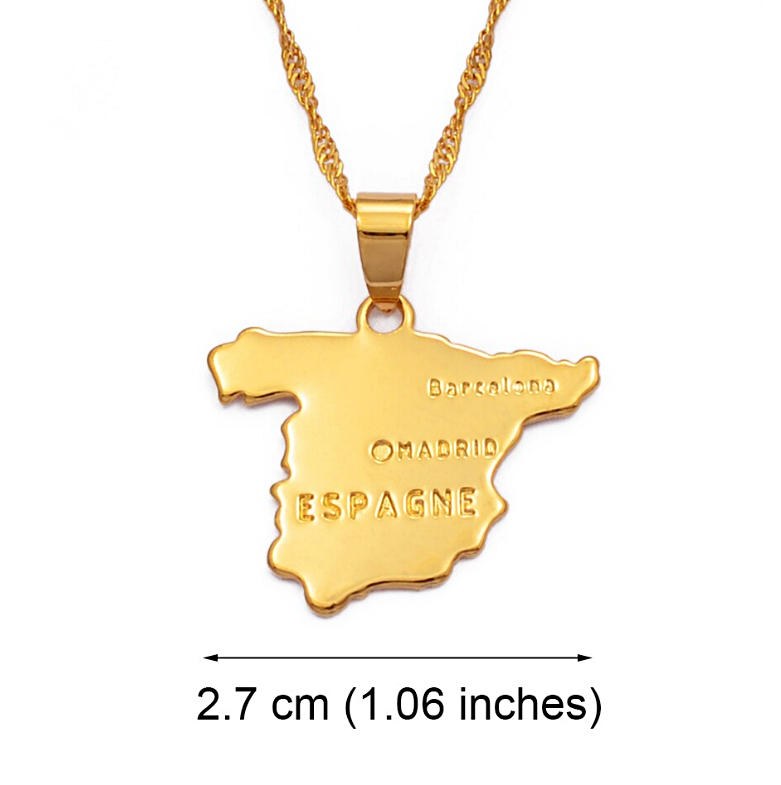 Spain Map Pendant Necklace