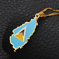 Saint Lucia map with Flag Pendant Necklace