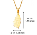 Saint Lucia Map with Cities Pendant Necklace
