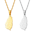 Saint Lucia Map with Cities Pendant Necklace