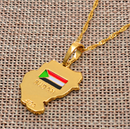 Sudan Map with flag Pendant Necklace