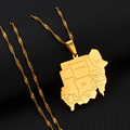 North Sudan Map with Cities Pendant Necklace