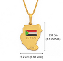 Sudan Map with flag Pendant Necklace