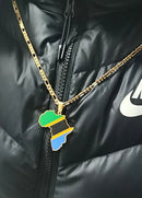 South Africa Flag Africa Map Necklace
