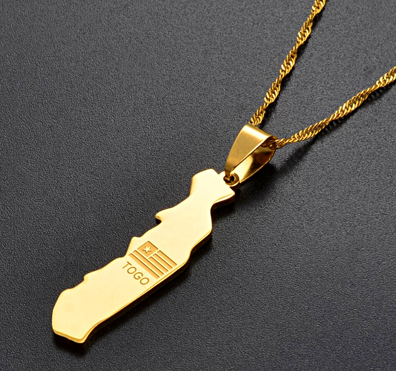 Togo Map with Cities Pendant Necklace