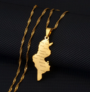 Tunisia Map with Cities Pendant Necklace