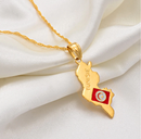 Tunisia Map with flag Pendant Necklace