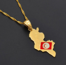 Tunisia Map with flag Pendant Necklace