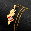 Tunisia Map with flag Pendant Necklace