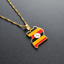 Uganda Map with Flag Pendant Necklace