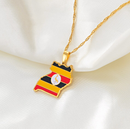 Uganda Map with Flag Pendant Necklace