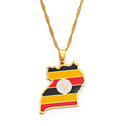 Uganda Map with Flag Pendant Necklace