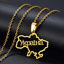 Ukraine Map Outline Pendant Necklace