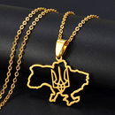 Ukraine Map Outline Pendant Necklace
