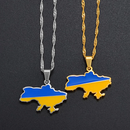 Ukraine Map with Flag Pendant Necklace