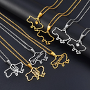 Ukraine Map Outline Pendant Necklace