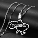 Ukraine Map Outline Pendant Necklace