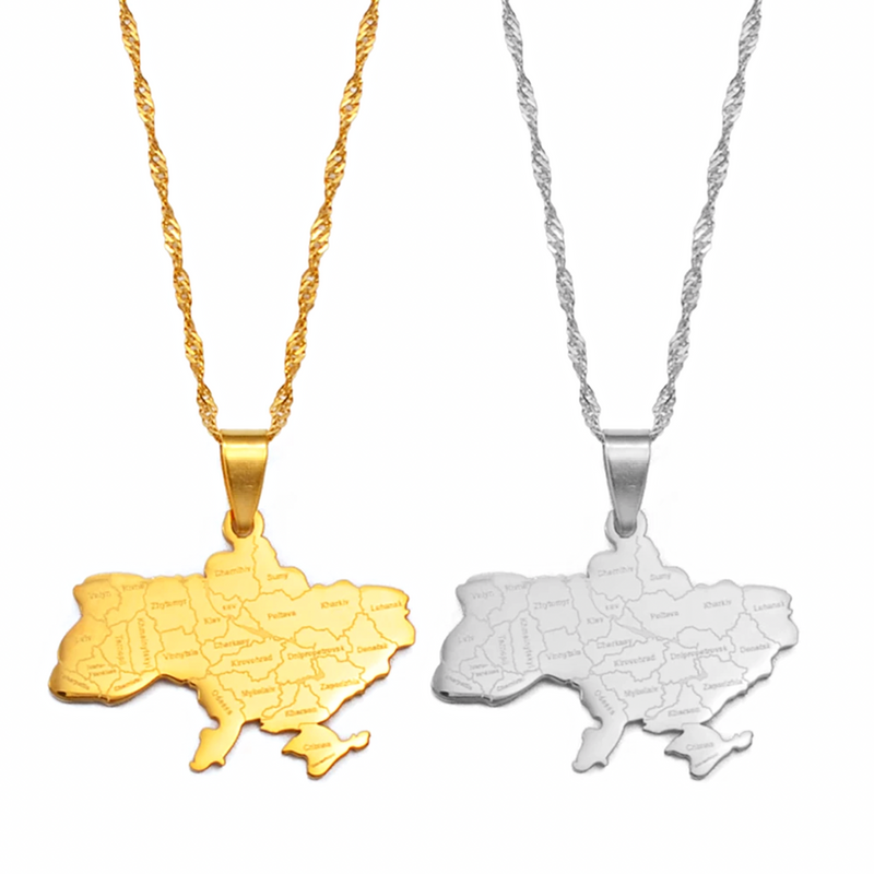 Ukraine pendant necklace with cities