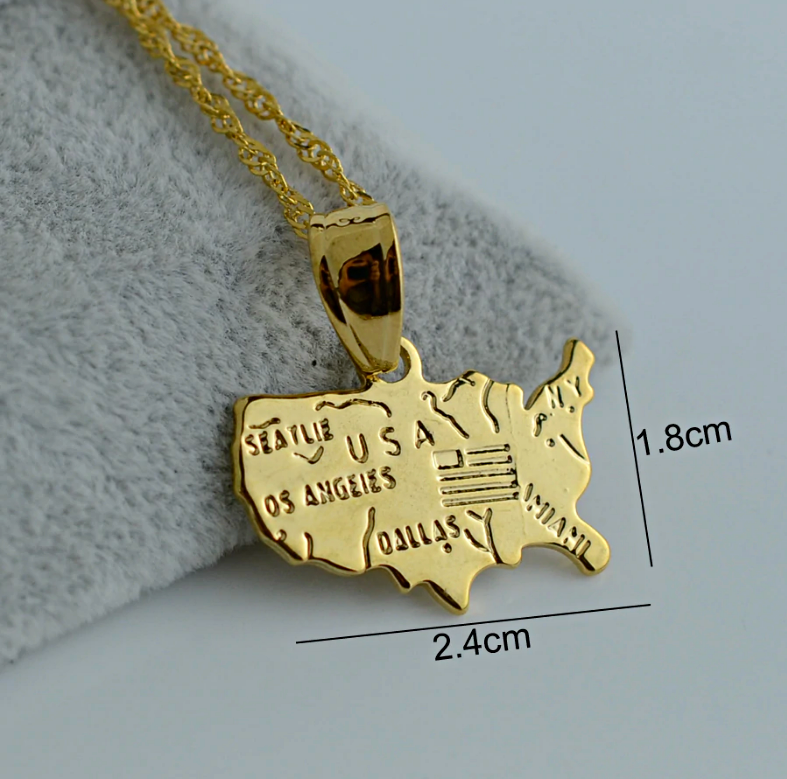 United States Map Pendant Necklace