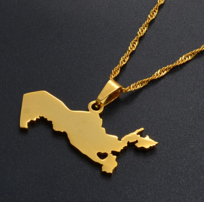 Uzbekistan Map Pendant Necklace