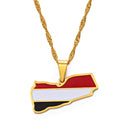 Yemen Map with Flag Pendant Necklace