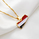 Yemen Map with Flag Pendant Necklace