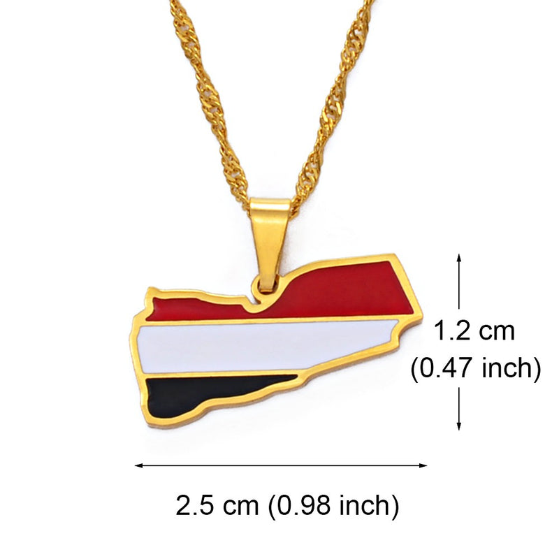 Yemen map with flag Pendant Necklace