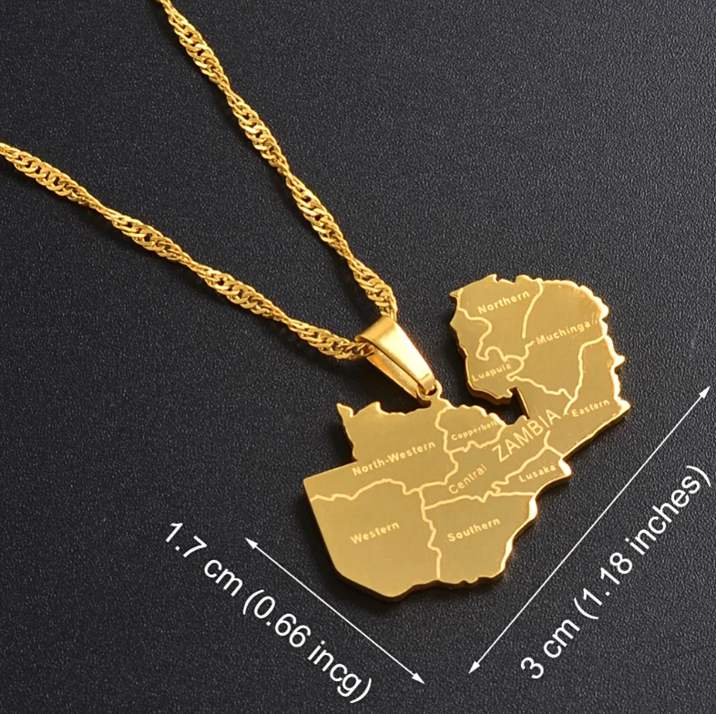 Zambia map with cities Pendant Necklace