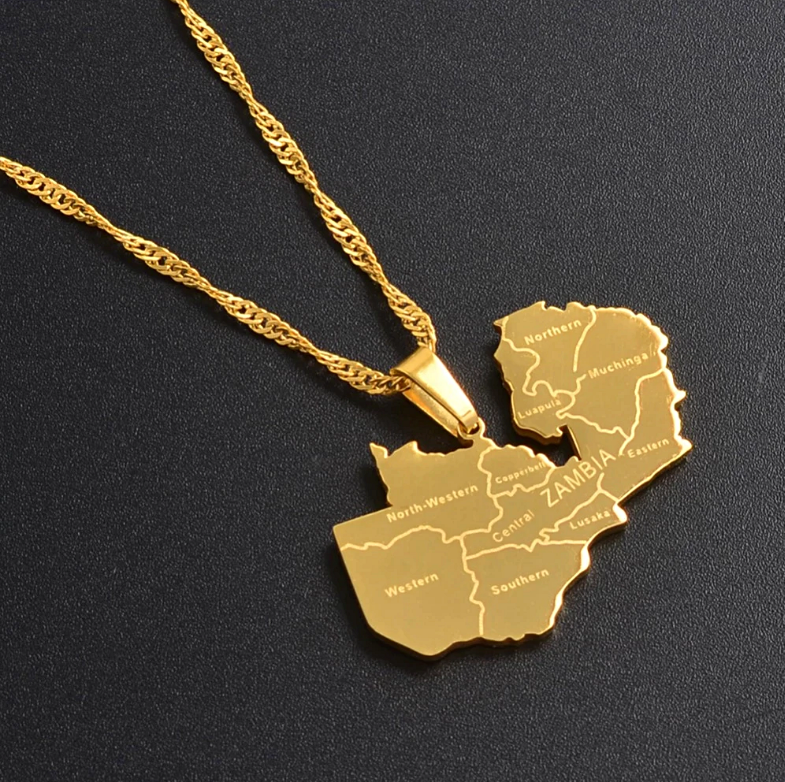 Zambia map with cities Pendant Necklace