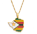 Zimbabwe Map with flag Pendant Necklace