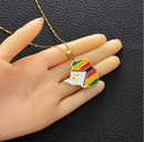 Zimbabwe Map with flag Pendant Necklace