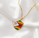 Zimbabwe Map with flag Pendant Necklace
