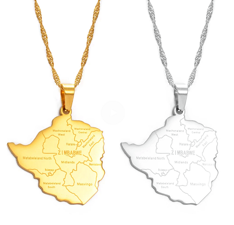 Zimbabwe Map Pendant Necklace